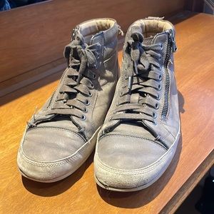John Varvatos olive green leather hightops
